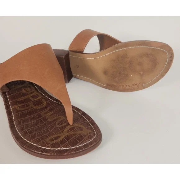 Sam Edelman Jaynee 7.5 M Leather Toe Thong Sandal Comfort Slip On Shoes Tan - Picture 7 of 7